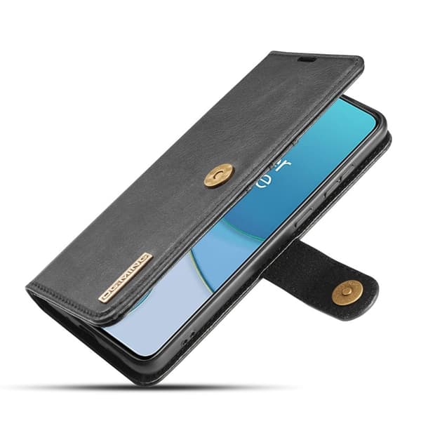 DG.MING OnePlus 8T Äkta Läder Plånboksfodral Svart