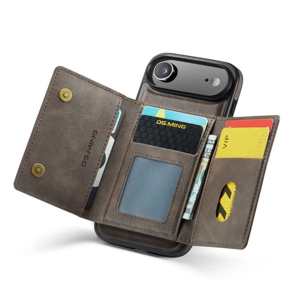 DG.MING M5 Series iPhone Air Plånboksfodral Konstläder Magnetiskt Brun