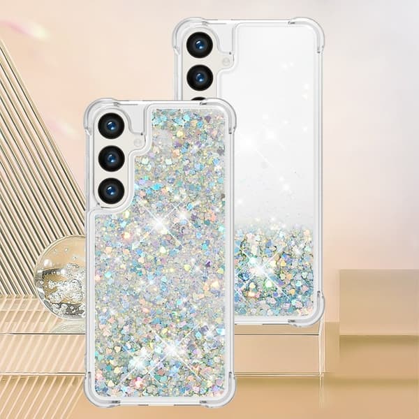Mobilskal till Samsung Galaxy S26 Pro TPU Glittrande Stötsäker Silver / Hjärtan