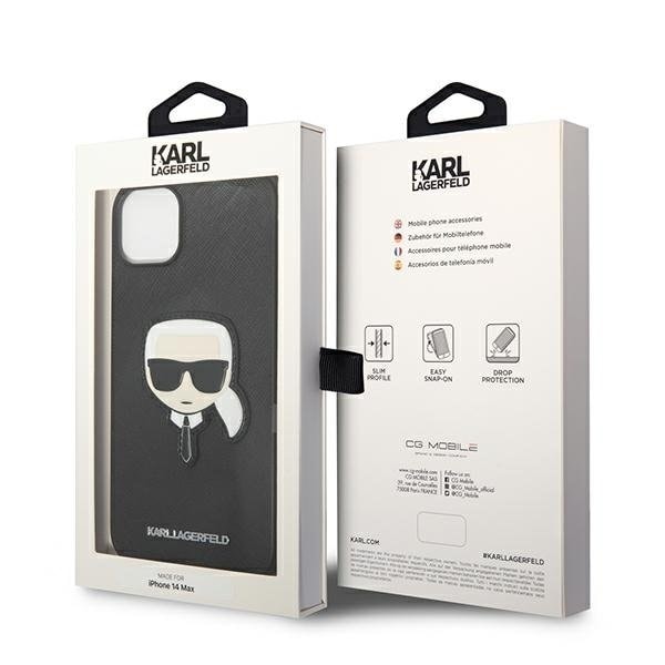 Karl Lagerfeld iPhone 14 Plus Skal Saffiano Karl`s Head Patch - Svart Svart
