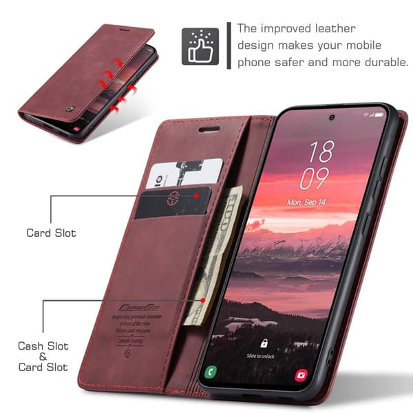 CASEME 013 Plånboksfodral för Samsung Galaxy S25 Edge - Röd