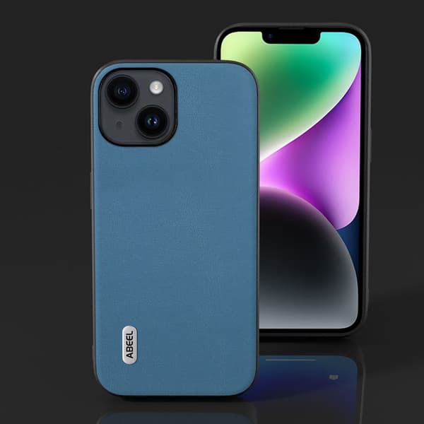 ABEEL Mobilskal till iPhone 14 TextuRöd PU Leather+TPU Blå