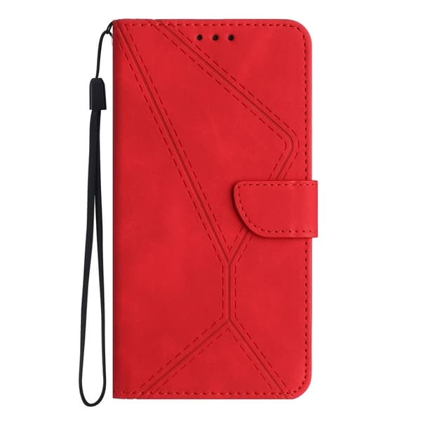 Sony Xperia 1 VII Plånboksfodral Skin Touch Lines Imprinted Röd
