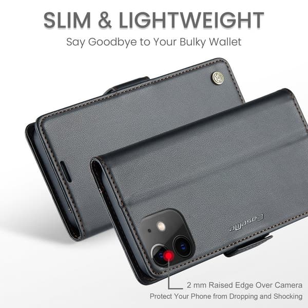 CASEME Plånboksfodral Konstläder för iPhone 12/12 Pro - Svart