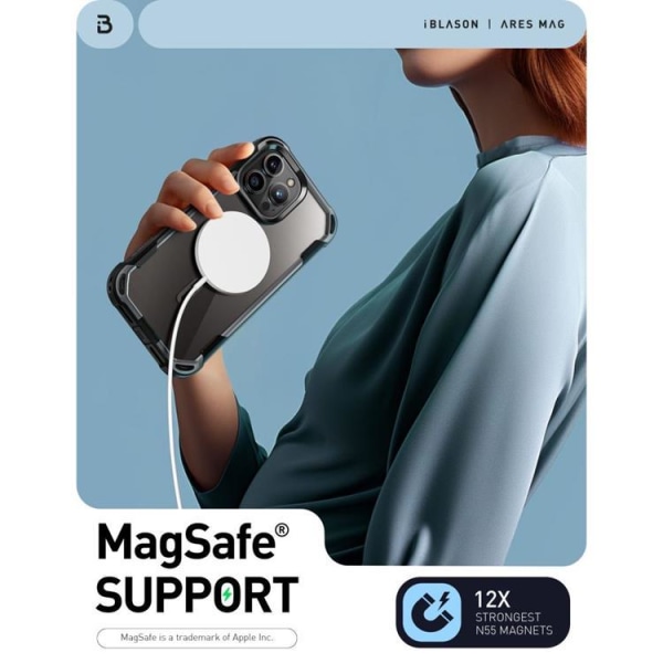 Supcase iPhone 15 Pro -mobiilisuojus Magsafe Iblsn Ares - musta