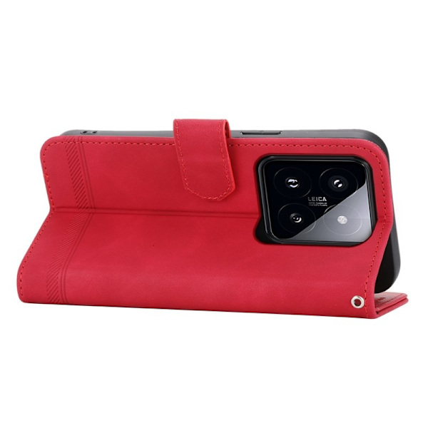 DIERFENG DF-03 Plånboksfodral för Xiaomi 14 Pro Scratch-resistant KonstläderRöd