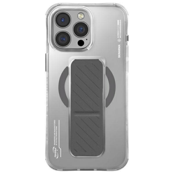 Skinarma Telefontaske til iPhone 16 Pro MagSafe Grip Stand - Titanium Silver