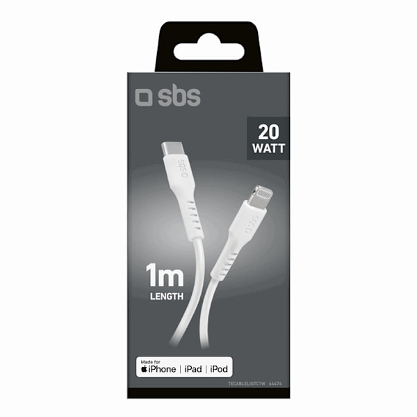 SBS USB-C - Lightning Kabel 1m MFi Certified - Vit Vit
