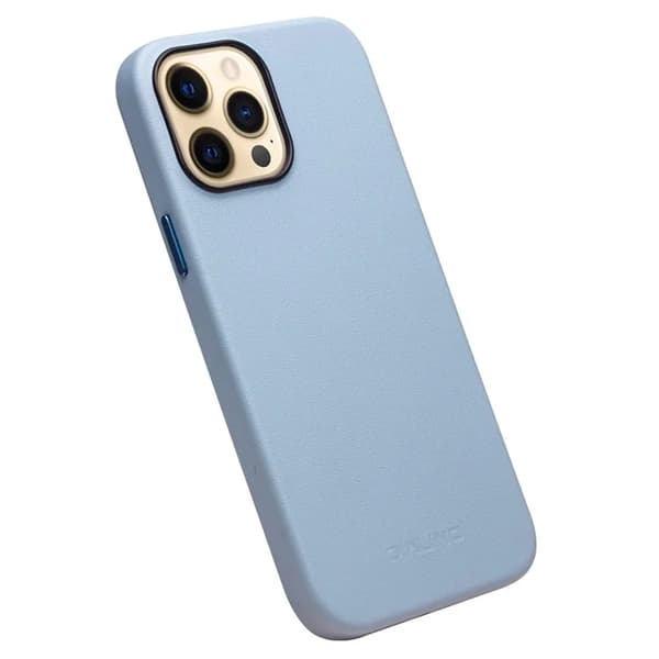 QIALINO Mobilskal till iPhone 13 Pro Max MagSafe Äkta Läder - Blå Blå
