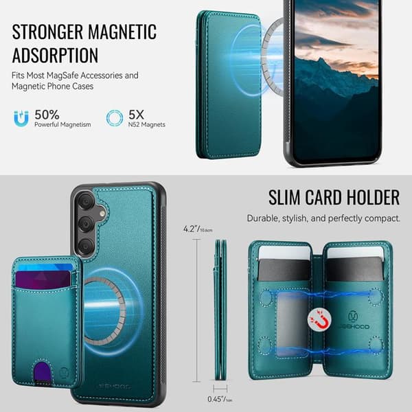JEEHOOD Samsung Galaxy A15 5G Mobilskal KonstLäder - Blå Blå