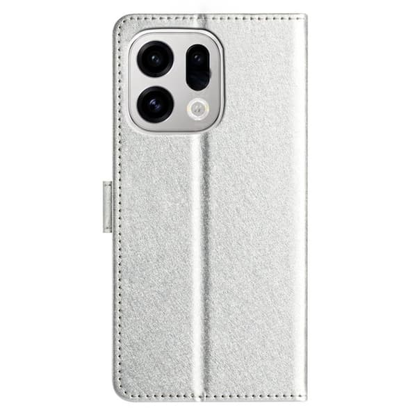 Oppo Find X9 Pro 5G Plånboksfodral Konstläder Magnetlås - Silver