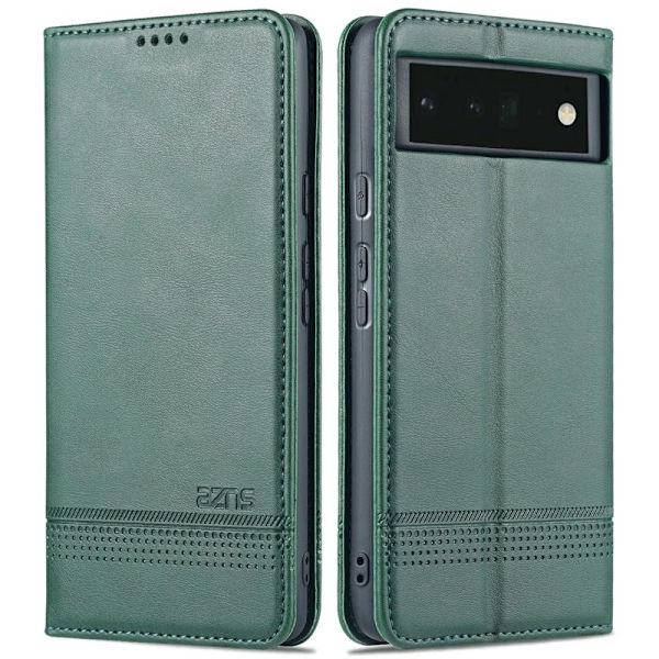 AZNS Smooth Design Plånboksfodral för Google Pixel 6 Pro - Konstläder - Grön