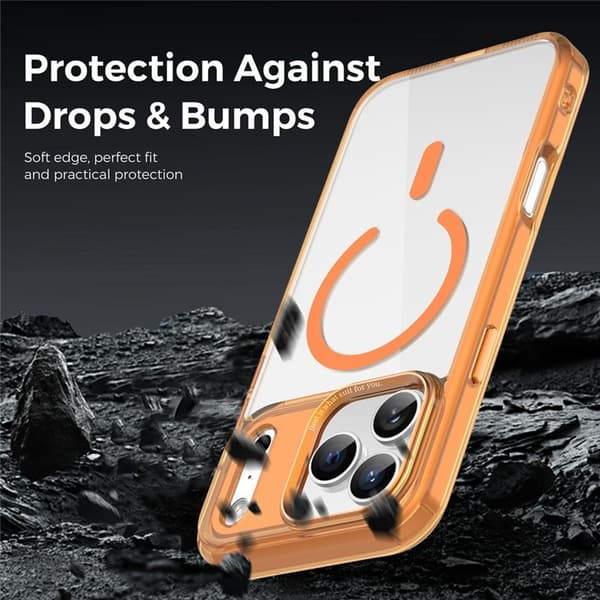 Mobilskal till iPhone 17 Pro Max MagSafe Transparent TPU+PC - Orange Orange