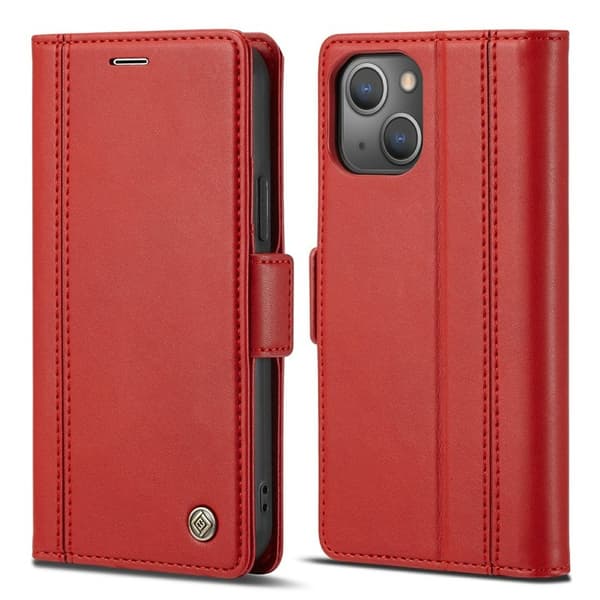LC.IMEEKE iPhone 14 Plånboksfodral i Konstläder - Röd