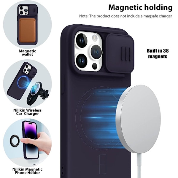 Nillkin iPhone 14 Pro Max Mobilskal Magsafe CamShield Silky - Mörklila