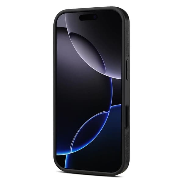 DENIOR Mobilskal till iPhone 16 Rotera Magnetisk Ställning Äkta Läder Svart