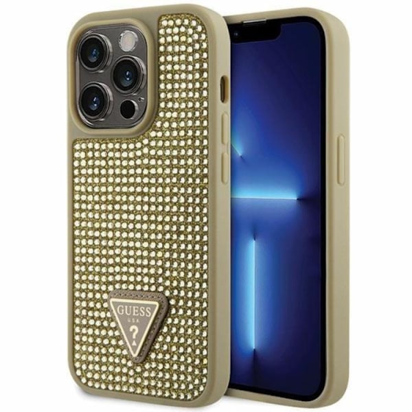 Guess Mobilskal till iPhone 14 Pro Max Rhinestone Triangle - Guld
