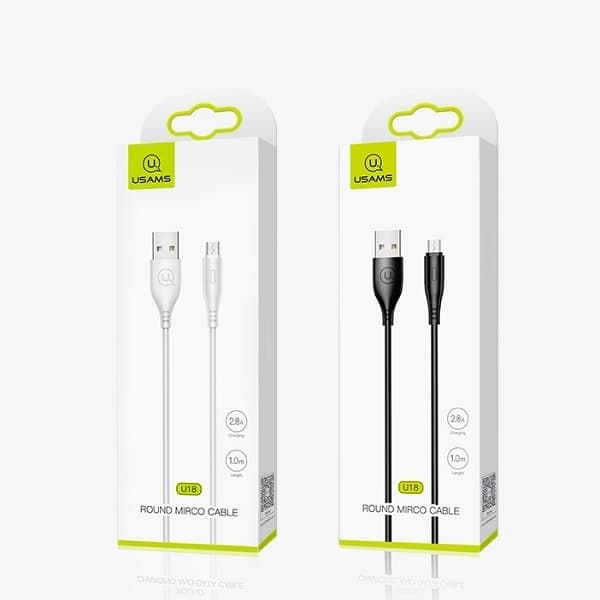 USAMS Kabel U18 microUSB 2A Hurtig opladning 1m sort SJ268USB01