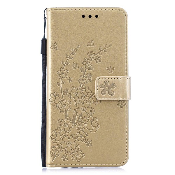 Flowers Plånboksfodral till Samsung Galaxy A40 - Guld Gul