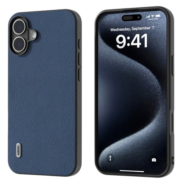ABEEL Mobilskal till iPhone 16 Plus i Äkta Läder och TPU - Blå