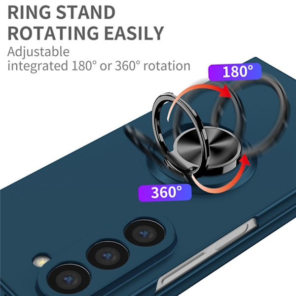 Mobilskal till Galaxy Z Fold7 Rotatable Ring Kickstand - Mörkblå Blå