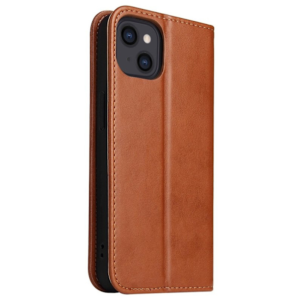 FIERRE SHANN iPhone 15 Plus Plånboksfodral Konstläder - Brun