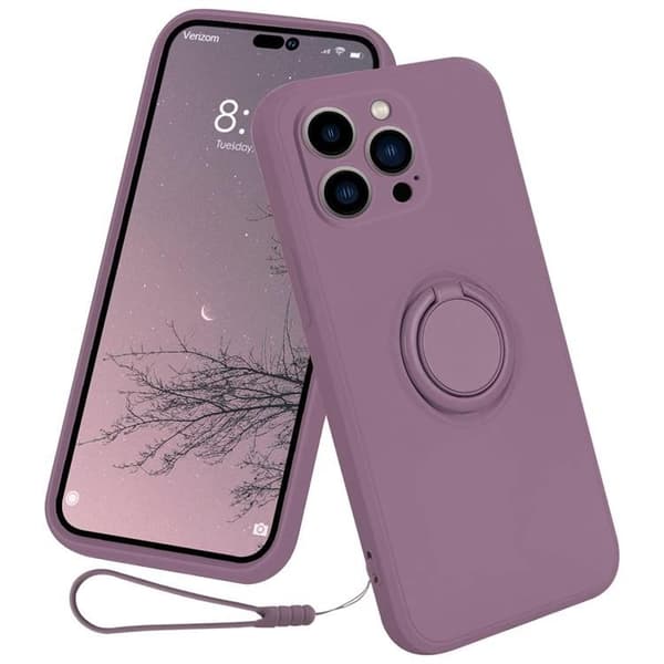 Mobilskal till iPhone 15 Pro Ringhållare Liquid Silikon - Lila Lila