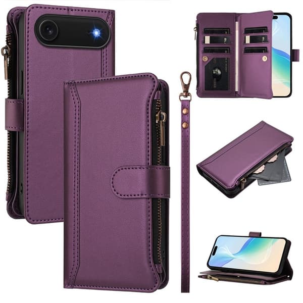 iPhone Air Plånboksfodral Zipper Med Rem - Lila Lila