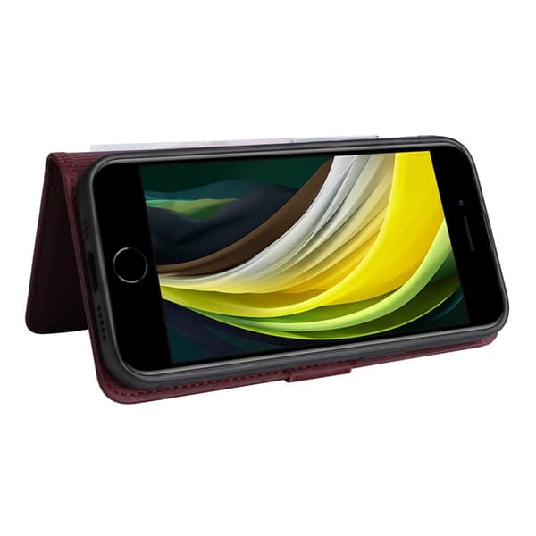 BETOPNICE iPhone 6/6s/7/8/SE (2022) Plånboksfodral Konstläder - Vinröd