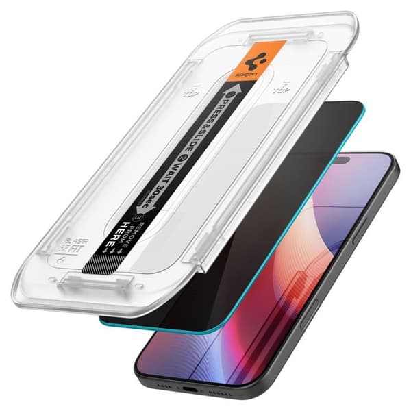 Spigen [2-Pack] iPhone 16 Pro/17/17 Pro Skärmskydd Härdat glas Privacy Svart