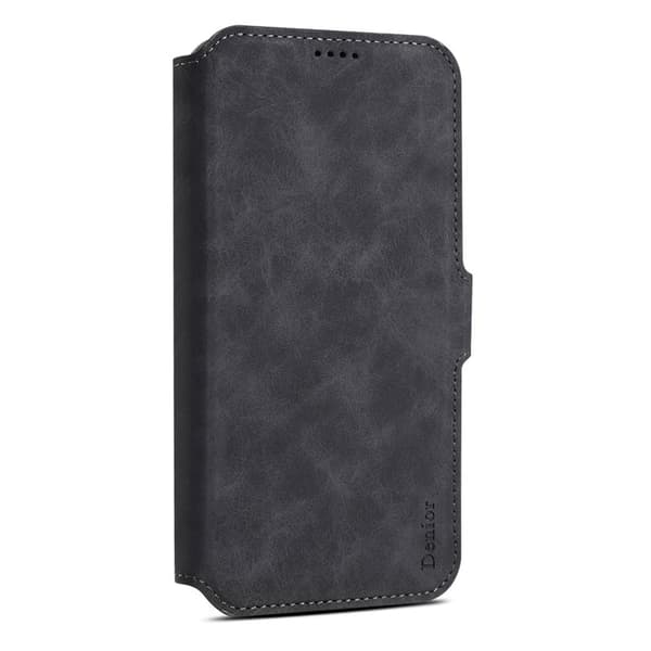 DENIOR B07 iPhone 16 Pro Max Plånboksfodral Konstläder Magnetiskt Svart
