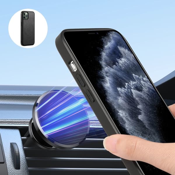 DENIOR Mobilskal till iPhone 11 Pro PU Läder Med Magnet Svart