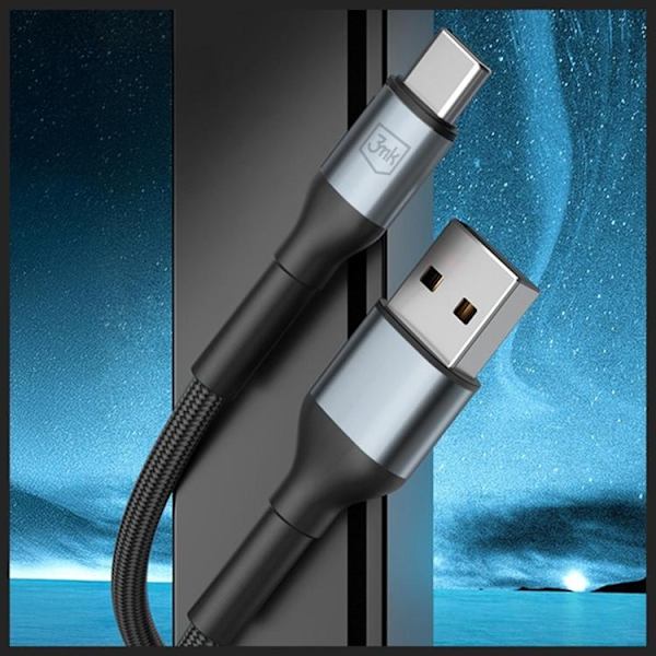 3MK USB-A til USB-C 18W Kabel 9V/2A 1m N-SERIE Hyper - Sort Svart