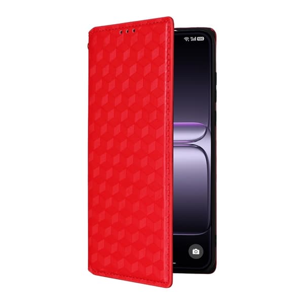 OnePlus Nord 5 Plånboksfodral Rhombus Imprint - Röd Röd