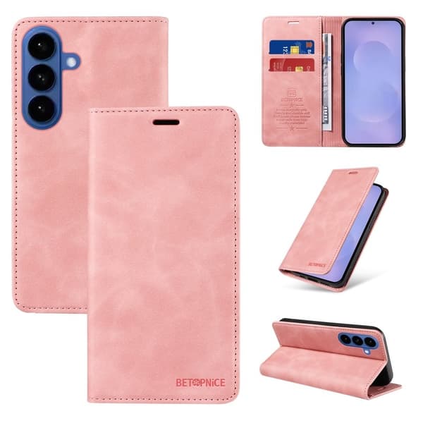 BETOPNICE Samsung Galaxy S26 Plånboksfodral Konstläder - Rosa