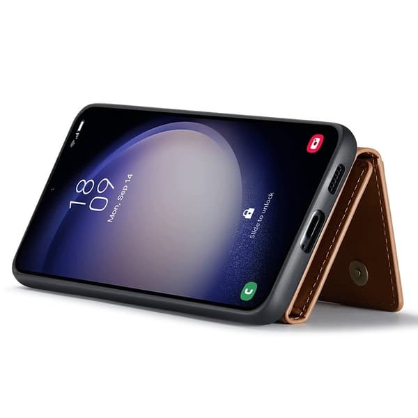 DG.MING M2 Series Samsung Galaxy S23 FE Plånboksfodral Konstläder Brun