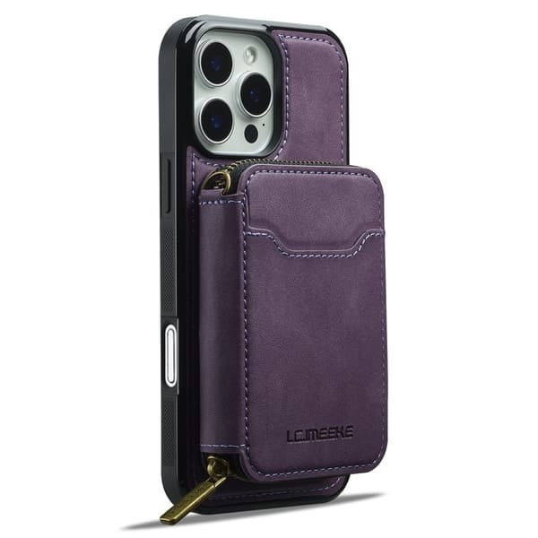 LC.IMEEKE L6 iPhone 16 Pro Plånboksfodral Konstläder - Lila