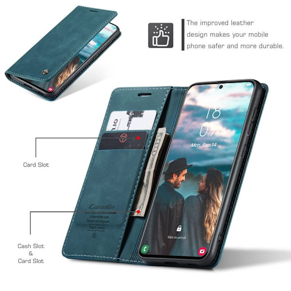 CASEME 013 Plånboksfodral för Samsung Galaxy S21 FE - Blå