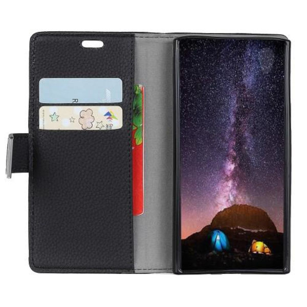 Litchi Skin Wallet Cover til Samsung Galaxy S10 Plus - Sort Black