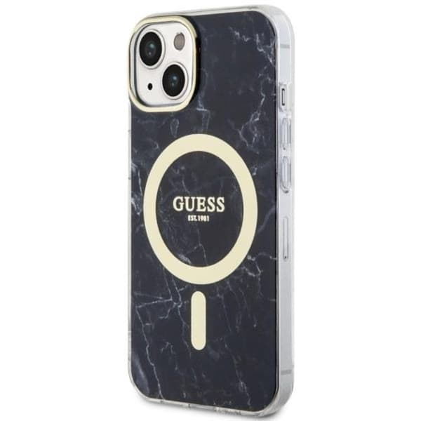 Guess iPhone 14 Mobilskal MagSafe Marble - Sort Black
