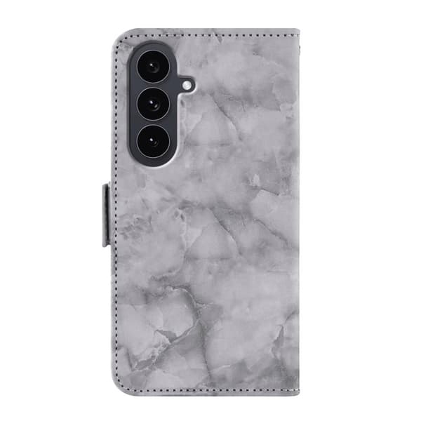 Samsung Galaxy S26 Plånboksfodral Marmor Mönster Dubbel Magnetisk Lås - Grå