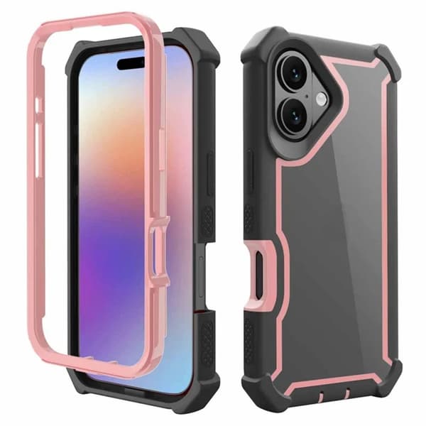 Mobilskal till iPhone 17 TPU + PC Shockproof - Svart/Roséguld Roséguld