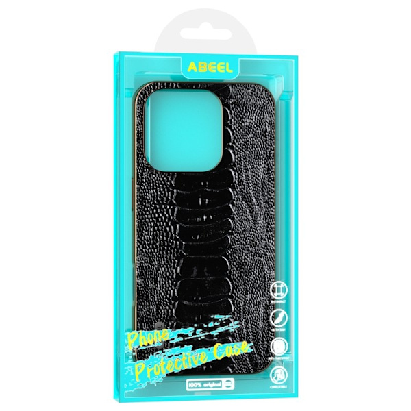 ABEEL iPhone 16 Pro Plånboksfodral Electroplating Grön Äkta Läder
