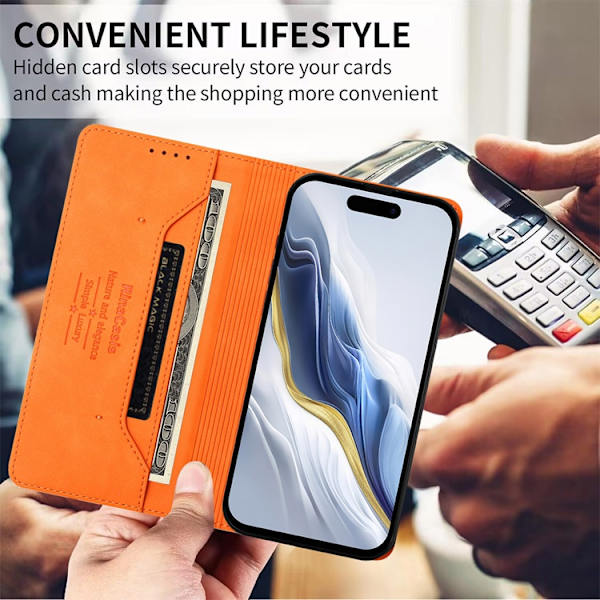 OnePlus 15 Konstläder Plånboksfodral RFID-Skydd Rinacasis Orange