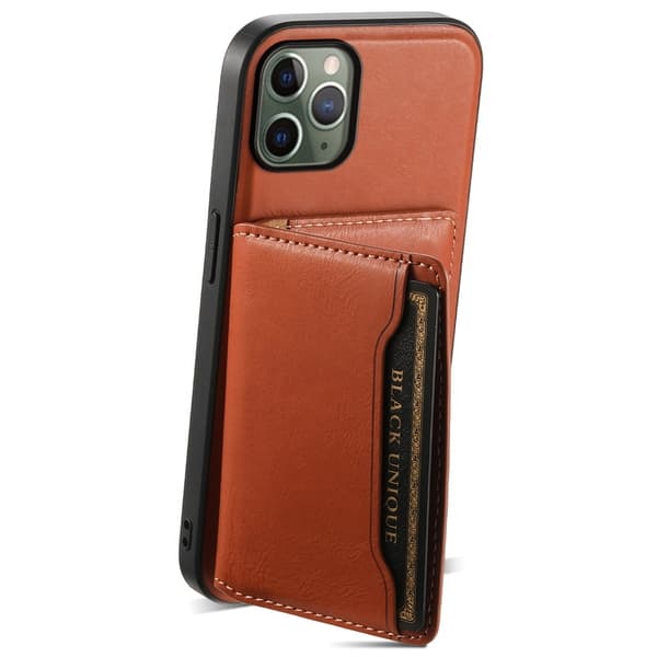 DENIOR Mobilskal till iPhone 11 Pro PU Läder + PC + TPU Kortfack - Brun