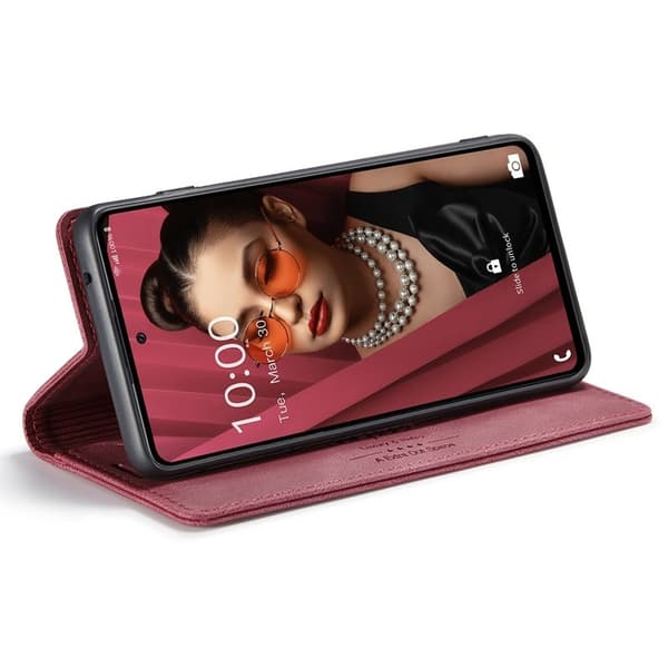 AUTSPACE A01 för Samsung Galaxy A72 Plånboksfodral Konstläder - Röd