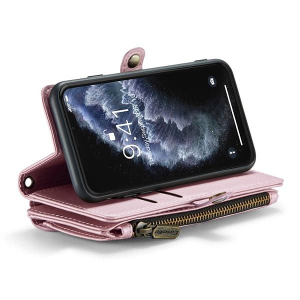 CASEME Plånboksfodral Konstläder för iPhone 11 Pro med kortfickor - Rosa
