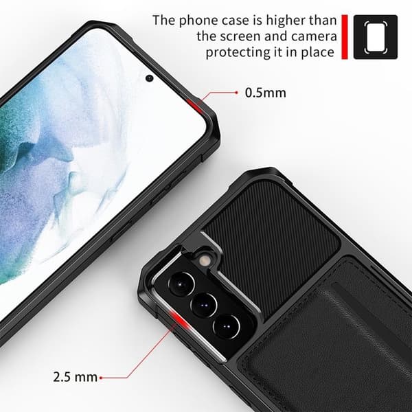 Nahkakorttikotelo Galaxy S22 Plus 5G -kotelolle - Musta Black