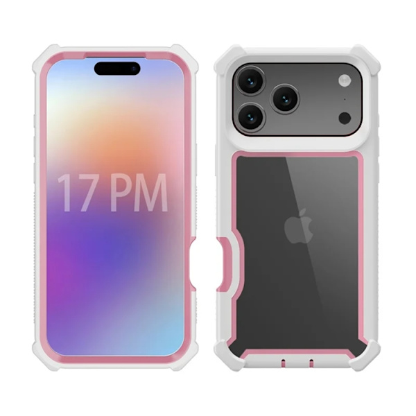 Mobilskal till iPhone 17 Pro Max TPU + PC Shockproof - Vit / Rosa Rosa