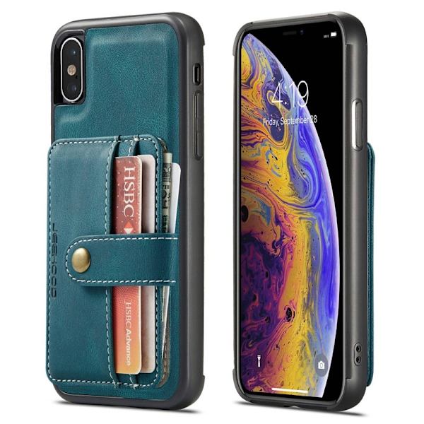 JEEHOOD Mobilskal till iPhone XS Max Shockproof Wallet Blå